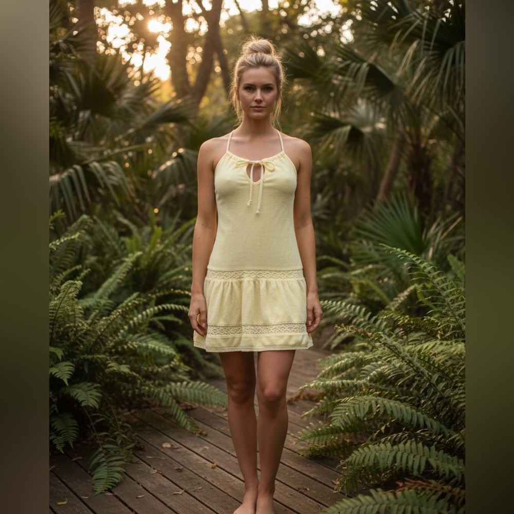 VTG Y2K Victoria’s Secret Moda International Yellow Terry dress beach coverup - Picture 15 of 16